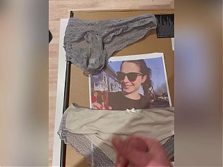 Cumtribute on neighbor with her slips 